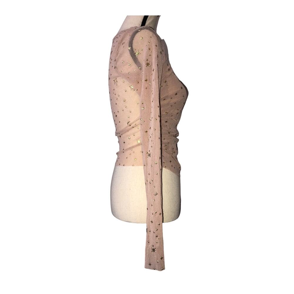 Celestial Fairy Top size S Moon Sun Stars Pink Gold Mesh Mystical Cosmic Whimsy - Picture 3 of 8